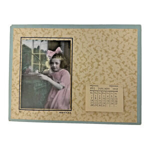 1912 Peel-Away Calendar January Antique Girl Pink Bow Made in USA 8.25x6